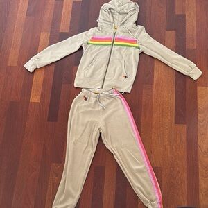 Aviator Nation 5-Stripe Zip Hoodie (Size S) with matching Sweatpants (Size XS)